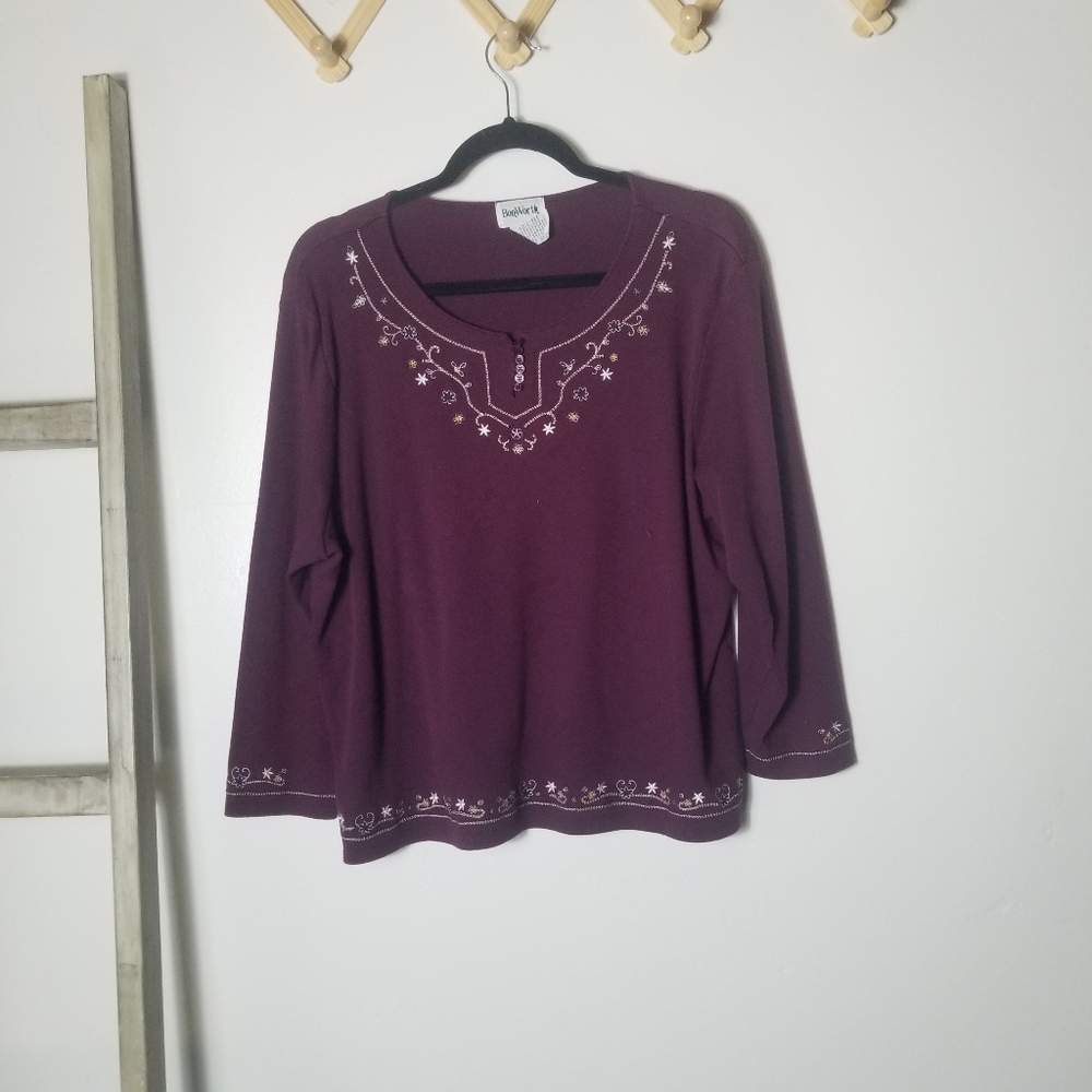 BONWORTH WINE BLOUSE SIZE MEDIUM PETITE